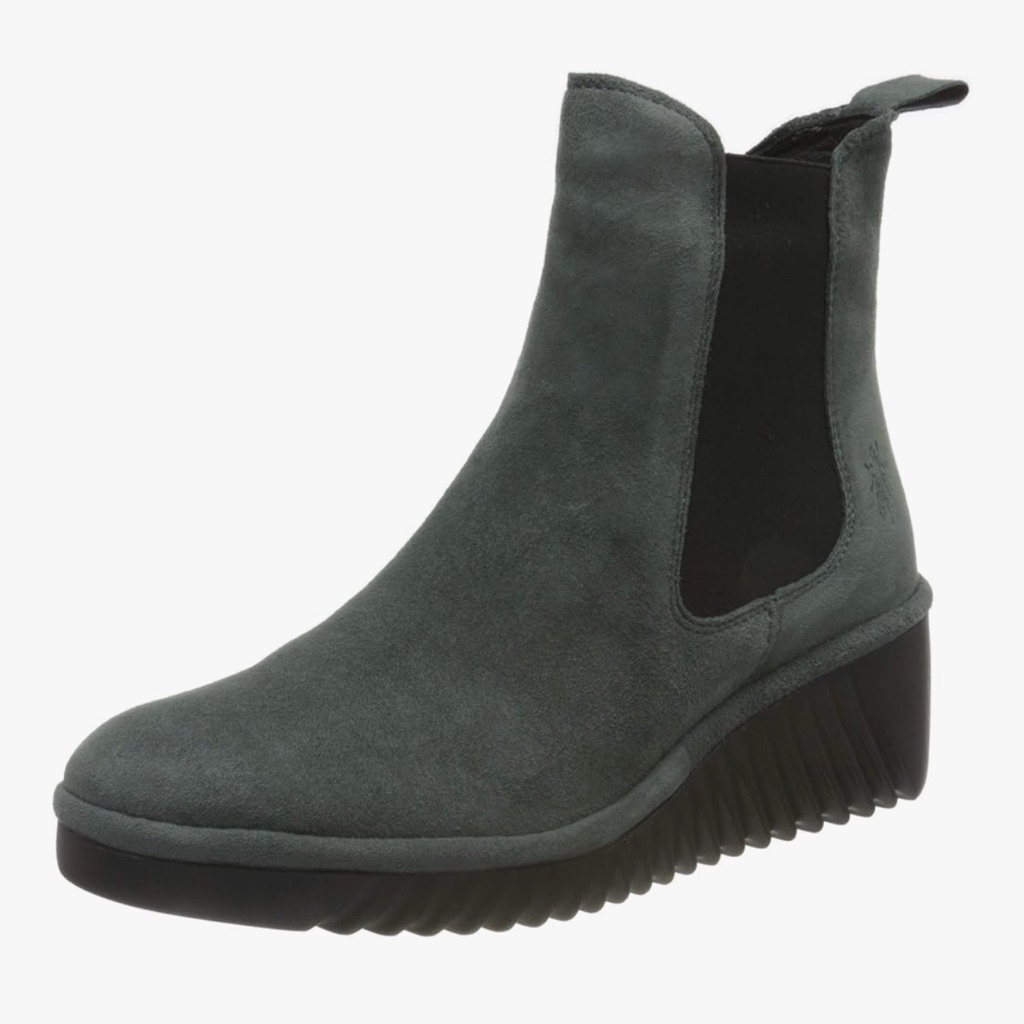 Fly London Lita Chelsea Leather Wedge Boot Grey Sz 39 New!